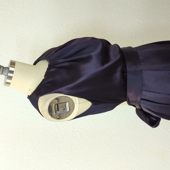 Celine Saint Waist Tie Open Back A Line Satin Dress Dark Gray Purple 40/8 classy - Picture 4 of 12